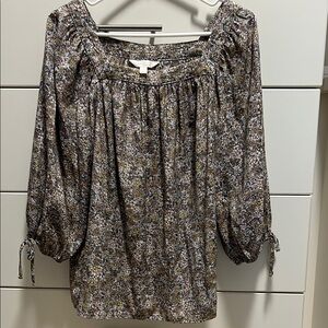 LC Lauren Conrad Lavender and Yellow Peasant Style Blouse